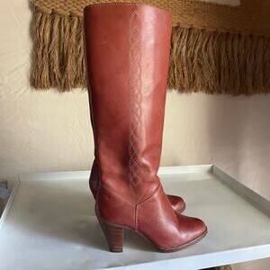 Nine West Candace Leather Tall Boots Brown Knee High Women’s 7